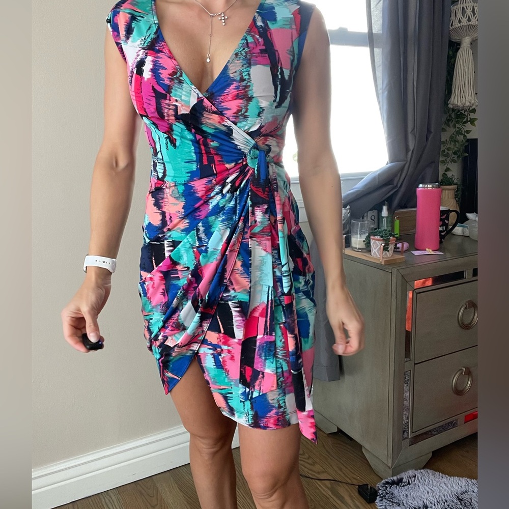 BCBGMaxAzria Vibrant Asymmetrical Dress